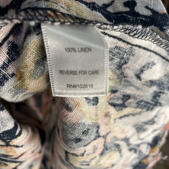 GARNET HILL Linen Fringe-Hem A-Line Shift Dress in Batik 46551 Womens Size 0 - Picture 12 of 16